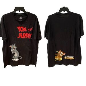 Tom & Jerry Cartoon TShirt Cat Mouse Retro 80s Hanna Barbara Black Red XL